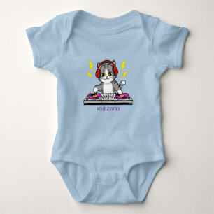 DJ Cat Cartoon – Illustratie voor muziekliefhebber Romper
