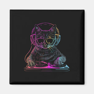 DJ Cat Edm Techno House Muziek Funny Cat Lover Magneet