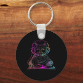 DJ Cat Edm Techno House Muziek Funny Cat Lover Sleutelhanger (Voorkant)