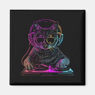 Dj Cat Edm Techno House Muziek Grappige Kattenlief Magneet