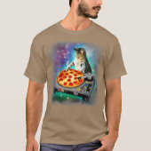 DJ Cat eet pizza in melkweg T-shirt (Voorkant)