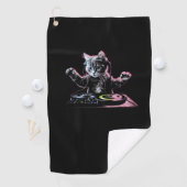 DJ Cat Funny DJ Equipment Drawer Schattige Cat Vro Golfhanddoek (Insitu)