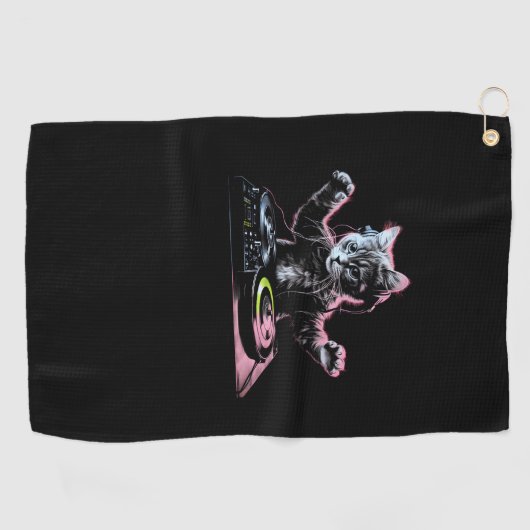 DJ Cat Funny DJ Equipment Drawer Schattige Cat Vro Golfhanddoek (Horizontaal)
