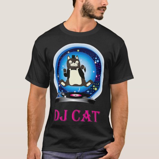 DJ Cat Funny Music Cat T-shirt (Voorkant)