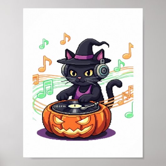 DJ Cat Halloween Oversized T-Shirt Poster (Voorkant)