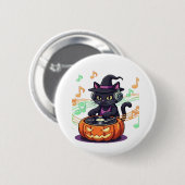 DJ Cat Halloween Oversized T-Shirt Ronde Button 5,7 Cm (Voorkant /achterkant)