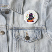 DJ Cat Halloween Oversized T-Shirt Ronde Button 5,7 Cm (In situ)