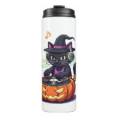 DJ Cat Halloween Oversized T-Shirt Thermosbeker (Voorkant)