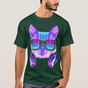 DJ Cat met Regenboog en Hoofdtelefoon Shirt Vrouwe
