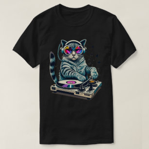 DJ Cat Mixing Platenspeler T-shirt
