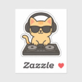 DJ Cat Mixing Tracks Sticker (Vel)