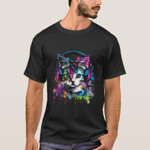 DJ Cat Muziek Koptelefoons Splash Beatmaker Cat Mu T-shirt