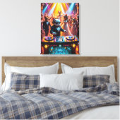 DJ Cat op een glamoureuze Feline Ballroom Party Canvas Afdruk (Insitu (Slaapkamer))