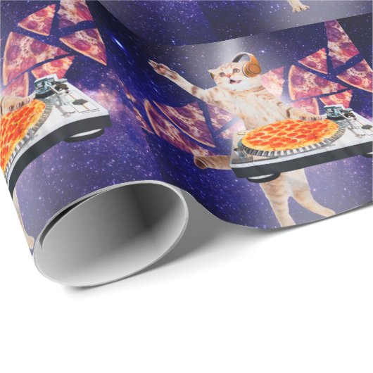 DJ Cat Platenspeler Mixer Cadeaupapier (Rol Hoek)