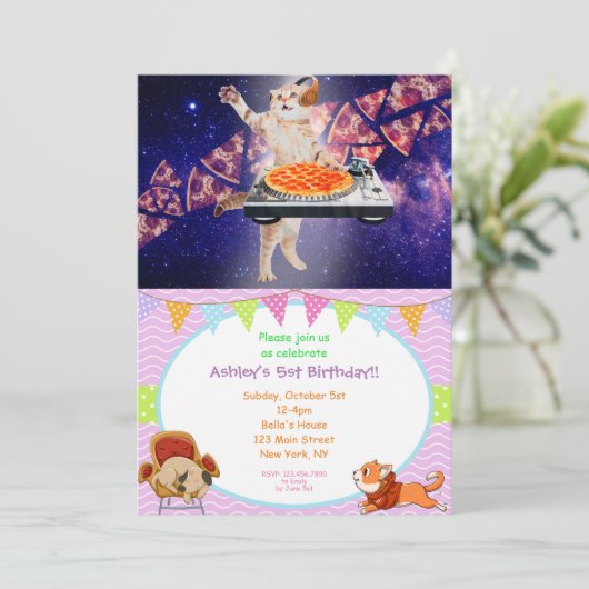 DJ Cat Platenspeler Mixer Kaart (Staand voorkant)