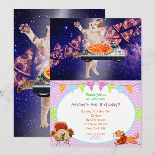 DJ Cat Platenspeler Mixer Kaart (Voorkant / Achterkant)