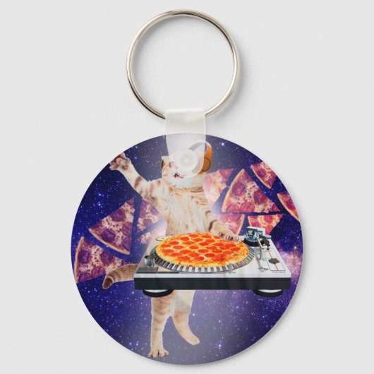 DJ Cat Platenspeler Mixer Sleutelhanger (Voorkant)