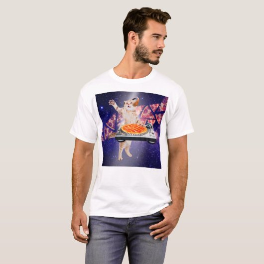 DJ Cat Platenspeler Mixer T-shirt (Voorkant volledig)