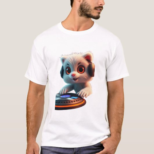 DJ Cat - Schattigee kitten met hoofdtelefoon Spinn T-shirt (Voorkant)