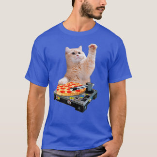 DJ Cat Shirt Cat DJ Pizza EDM Music Cute White