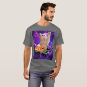 DJ Cat Shirt Cat DJ Pizza EDM Muziek Schattige Wit (Voorkant volledig)