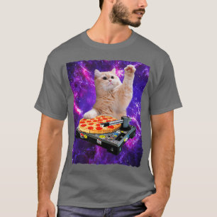 DJ Cat Shirt Cat DJ Pizza EDM Muziek Schattige Wit
