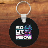 DJ Cat So Lit Right Meow EDM Techno Rave Party Fes Sleutelhanger (Voorkant)