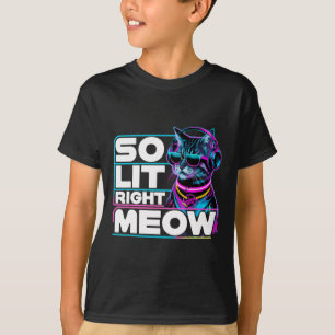 DJ Cat So Lit Right Meow EDM Techno Rave Party Fes T-shirt
