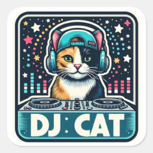DJ Cat Vierkante Sticker