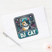 DJ Cat Vierkante Sticker (Envelop)