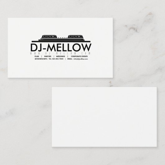 DJ CD Platenspeler Visitekaartje (Voorkant / Achterkant)