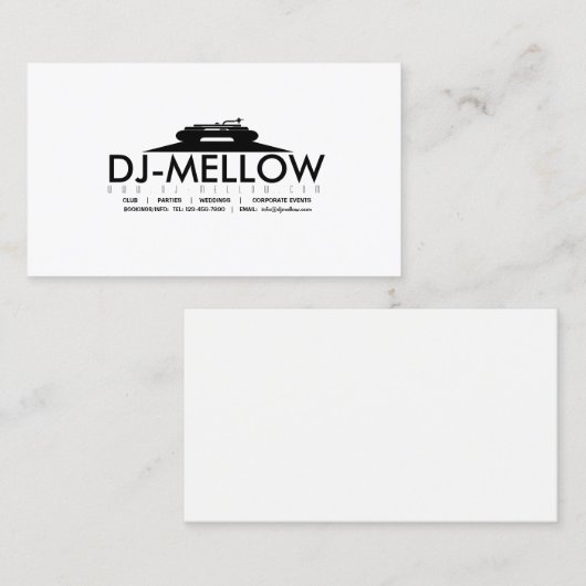 DJ CD PLATENSPELER VISITEKAARTJE (Voorkant / Achterkant)