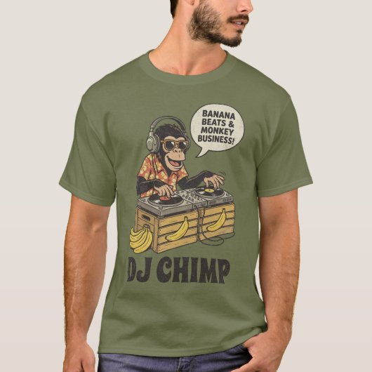 DJ Chimp Banaan Beats Grappig T-shirt (Voorkant)