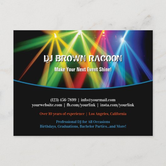 DJ Club Music Uplighting Briefkaart (Voorkant)