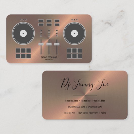 DJ Controller 2020 - Koper Faux Visitekaartje (Voorkant / Achterkant)