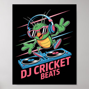 Dj Cricket Beats Groovy Muziek Pret Poster