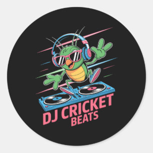 Dj Cricket Beats Groovy Muziek Pret Ronde Sticker