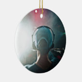 DJ dacht: Uitzicht achter dj Booth met Platenspele Keramisch Ornament (Rechts)