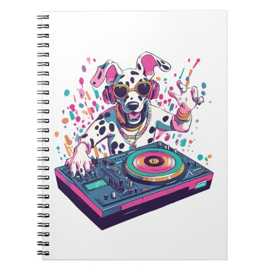 DJ Dalmatiër � EDM Rave Feest Hond Notitieboek (Voorkant)