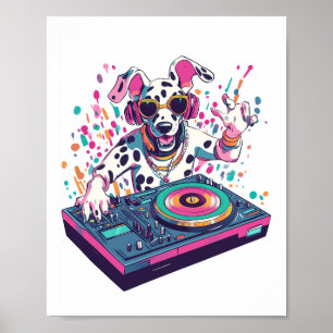 DJ Dalmatiër � EDM Rave Feest Hond Poster
