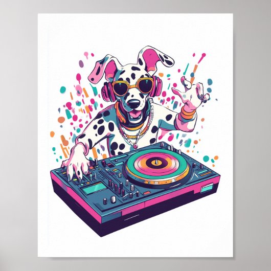 DJ Dalmatiër � EDM Rave Feest Hond Poster (Voorkant)
