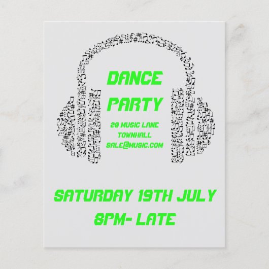 DJ Dance Party Acid neon Nightclub disco Flyer (Voorkant)