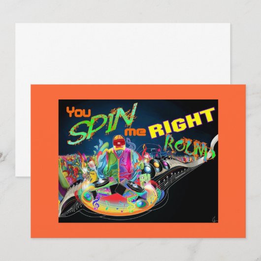 DJ Dance Party-uitnodiging Kaart (Voorkant / Achterkant)