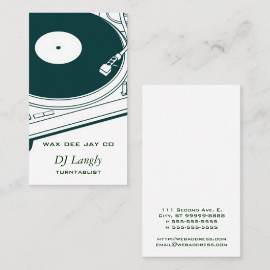 DJ Dee Jay Platenspeler Visitekaartje (Voorkant / Achterkant)
