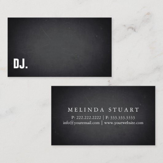 DJ Deejay Modern Minimalist Black Professional Visitekaartje (Voorkant / Achterkant)