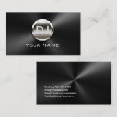 DJ Deejay Monogram Trendy Black Metal Visitekaartje (Voorkant / Achterkant)