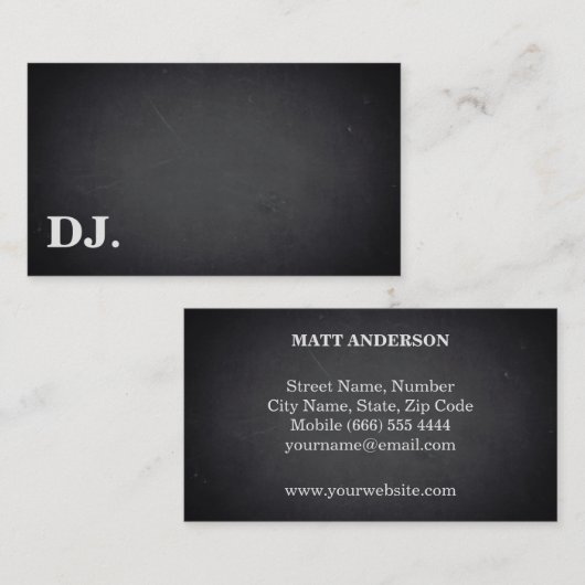 DJ Deejay Professional, gebold tekst, zwart, moder Visitekaartje (Voorkant / Achterkant)