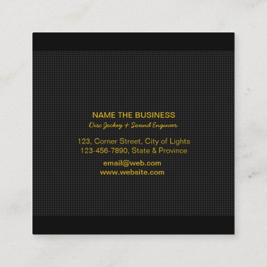 DJ Deejay Professional Gold Faux-muziekdocent Vierkante Visitekaartje (Achterkant)