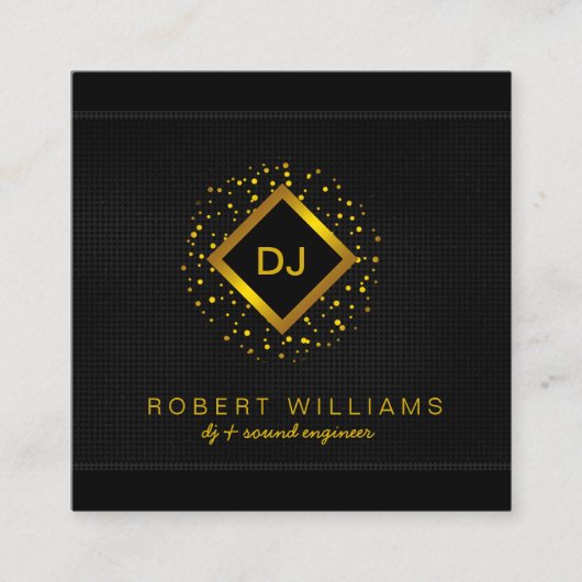 DJ Deejay Professional Gold Faux-muziekdocent Vierkante Visitekaartje (Voorkant)