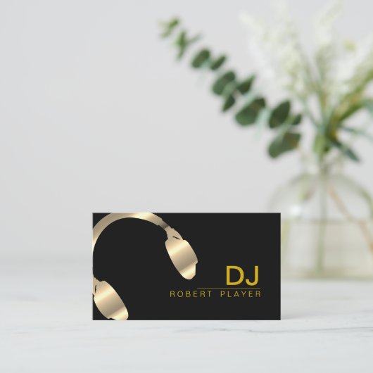 DJ Deejay Professional Headphone Gold Faux-muziek Visitekaartje (Staand voorkant)
